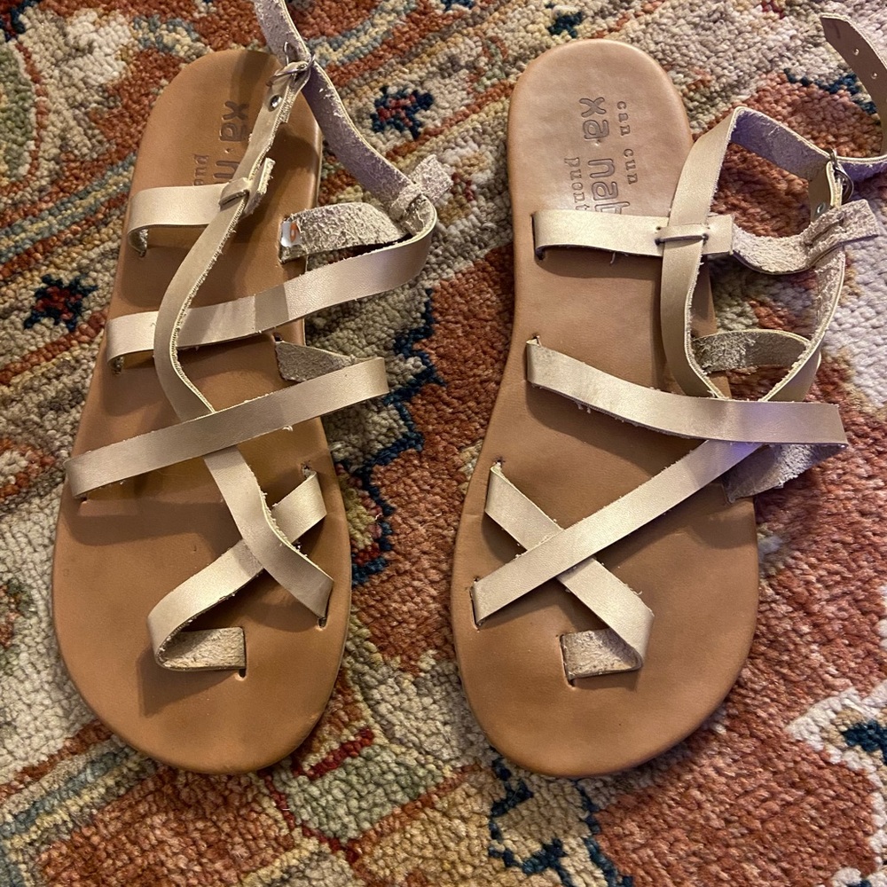 Gold strappy sandals